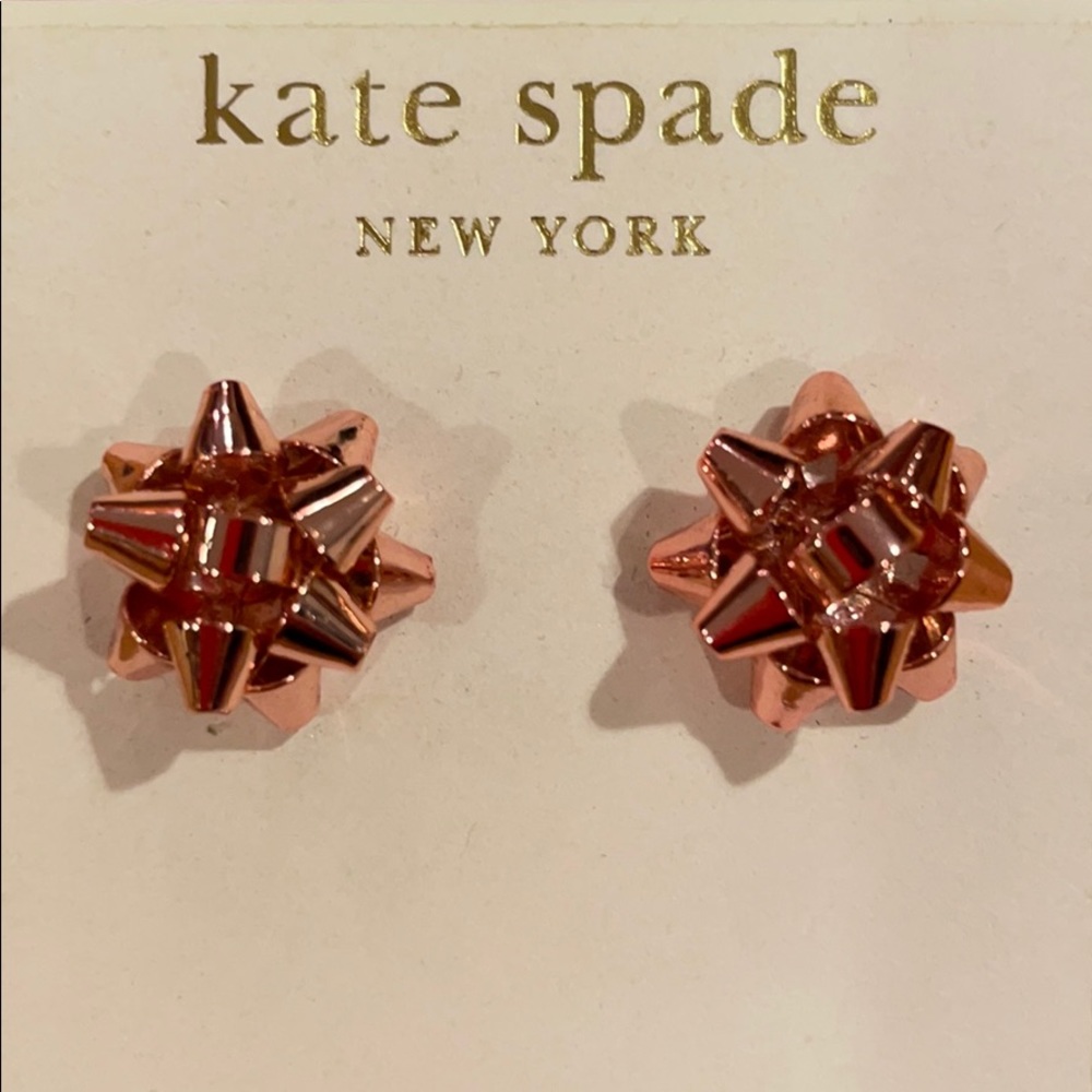 NWT Kate Spade Rose Gold Bourgeois Bow Earrings - Picture 2 of 5